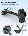JOYTUTUS Phone Mount for Car, 3 in 1 Long Arm Strong Suction Cup Car Phone Holder, Universal Hands-Free Phone Holder for Car Windshield Dashboard Air Vent, Fit iPhone Samsung All Smartphones
