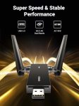 UGREEN USB WiFi Adapter, WiFi Adapter with AC1300 5dBi High Gain Dual Antennas, 5G/2.4G Dual Band, 164ft Wide Range, USB 3.0 WiFi Adapter for Desktop PC Laptop, Support Windows 11/10/8.1/8/7