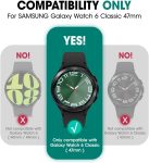 SUPCASE Unicorn Beetle Pro Series Case for Galaxy Watch 6 Classic 47mm 2023 Release, [2 Pack Screen Protector] Rugged Protective Case with Strap Bands (Black)
