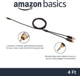 Amazon Basics 3.5mm Aux to 2 RCA Adapter Audio Cable for Stereo Speaker or Subwoofer with Gold-Plated Plugs, 4 Foot, Black