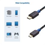 Cable Matters Braided USB C to Micro USB Cable 6.6 ft (Micro USB to USB-C Cable, USB Type C to Micro USB Cable) Black