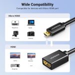 UGREEN Micro HDMI to HDMI Adapter, Male to Female Cable HDMI 2.0 4K@60Hz HDR 3D Dolby 18Gbps High Speed Compatible with Raspberry Pi 5/Pi 4/GoPro Hero 7 6/Sony A6000 Camera/Retroid Pocket 3+, 0.6FT