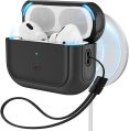 ESR for AirPods Pro Case (2023/2022/2019, 2nd/1st Gen), Compatible with Airpods Pro 2 (USB-C/Lightning Cable), MagSafe Ready, Magnetic Lid Lock, Full Drop Protection Cover with Lanyard, Black