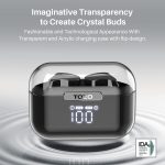 TOZO T18 Bluetooth 5.3 True Wireless Stereo Earbuds IPX8 Waterproof in Ear Headset Call Noise Reduction Headphones with Digital Display and Transparent Case Long Standby Earphones Black