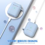 MHYALUDO AirPods Case Cover, Military Grade Anti-Fall Soft Silicone Shock-Absorbing Protective AirPods 2&1 Generation Case Skin Touch with Keychain and Cleaning kit, Front LED Visible, Sky Blue