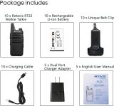 Retevis RT22 Walkie Talkies Rechargeable,Long Range Two Way Radio,2 Way Radio for Adults, VOX Handsfree, Mini, Sleek, Compact, for Business Office School Church Restaurant Retail(Black,10 Pack)