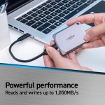 Crucial X9 Pro 1TB Portable SSD – Up to 1050MB/s Read and Write – Water and dust Resistant, PC and Mac, with Mylio Photos+ Offer – USB 3.2 External Solid State Drive – CT1000X9PROSSD902