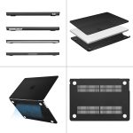MOSISO Compatible with MacBook Air 13.6 inch Case 2022 2023 2024 Release M3 A3113 M2 A2681 with Touch ID, Plastic Hard Shell Case&Keyboard Cover&Screen Protector&Type C Adapter 2 Pack, Black