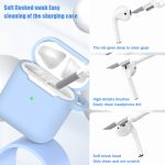 MHYALUDO AirPods Case Cover, Military Grade Anti-Fall Soft Silicone Shock-Absorbing Protective AirPods 2&1 Generation Case Skin Touch with Keychain and Cleaning kit, Front LED Visible, Sky Blue