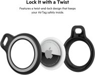 Belkin AirTag Secure Holder Case – Durable Scratch Resistant with Key Ring – Protective AirTag Accessory For Keys, Pets, Luggage – 2-Pack Black & White