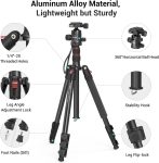 SmallRig CT-10 Camera Tripod, 71″ Foldable Aluminum Tripod & Monopod, 360°Ball Head Detachable, Payload 33lb, Adjustable Height from 16″ to 71″ for Camera, Phone-3935