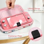 Fintie Carrying Case for Nintendo Switch Lite 2019, [Shockproof] Hard Shell Protective Cover Travel Bag w/15 Game Card & 2 Micro SD Card Slots for Switch Lite Console & Accessories, Raining Hearts