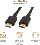 Amazon Basics HDMI Cable, 18Gbps High-Speed, 4K@60Hz, 2160p, Ethernet Ready, 10 Foot, Black