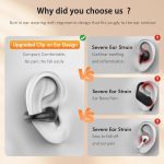 Open Ear Clip Wireless Earbuds Bluetooth 5.3, Sports Earphones Built-in Microphone with Earhooks & Ear Hook, Wireless Charging Case & Display, Waterproof Fitness Headphones for Running