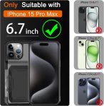 ChuoHoy Case Wallet for Apple iPhone 15 Pro Max Case with Card Holder Accessories, with 2 Pack Screen Protector 2 Pack Camera Lens Cover Protective, Cute Phone Case Woman Men Women Black