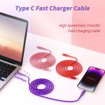USB C to USB C Cable, USB C Charger Cable (60W 3Pack 6ft), Fast Charging Cable for iPhone 15/15 Plus/15 Pro/15 Pro Max, USB C Cable Compatible with Laptops/Tablets/Switches/Phones/Game Consoles etc