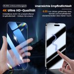 SOVARCATE iPhone 15 Pro Screen Protector 3 Pack [6.1 Inch] with 1 Pack Camera Lens Protector, Tempered Glass Film, HD Clear, 9H Hardness, No Bubbles, Case Friendly