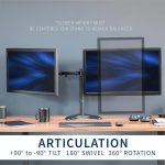 VIVO Dual LED LCD Monitor Mount, Free-Standing Desk Stand for 2 Screens up to 32 Inch, Heavy-Duty Fully Adjustable Arms with Max VESA 100x100mm, Black, STAND-V032F