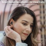 TOZO T18 Bluetooth 5.3 True Wireless Stereo Earbuds IPX8 Waterproof in Ear Headset Call Noise Reduction Headphones with Digital Display and Transparent Case Long Standby Earphones Black