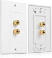 Cable Matters 2-Pack Speaker Wire Wall Plate, Gold Plated Speaker Wall Plate, Banana Plug Wall Plate for 1 Speaker, White