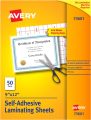 Avery Clear Laminating Sheets, 9″ x 12″, Permanent Self-Adhesive, 50 Sheets (73601)