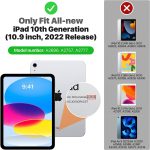 MoKo for iPad 10th Generation Case with Pencil Holder, iPad Case 10th Generation 2022 10.9″, Built-in Screen Protector Clear Back, Stain Resistant Multi Angle Viewing Stand, Auto Wake/Sleep, Navy Blue