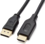 Amazon Basics DisplayPort to HDMI Display Cable, Uni-Directional, 4k@30Hz, 1920×1200, 1080p, Gold-Plated Plugs, 10 Foot, Black