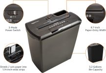 Amazon Basics 8-Sheet Strip Cut Paper, CD, and Credit Card Shredder, Black