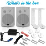Outdoor Wall-Mount Patio Stereo Speaker – Waterproof Bluetooth Wireless & No Amplifier Needed – Portable Electric Theater Sound Surround System – Pyle PDWR61BTWT