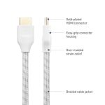 Cable Matters [Ultra High Speed HDMI Certified] Braided 48Gbps 8K HDMI Cable 6.6 ft / 2m with 8K @120Hz, 4K @240Hz and HDR Support for PS5, Xbox Series X/S, RTX3080 / 3090, Apple TV and More in White