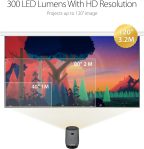 ASUS ZenBeam Latte L1 Portable Wi-Fi Projector- 300 Lumens Projector, Built-in Harman Kardon Bluetooth Speaker, 3 Hours Video Playback, Wireless WiFi Projector, HDMI, USB, Remote Control, AptoideTV