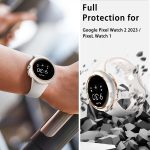 3 Pack – Fintie Hard PC Case for Google Pixel Watch 2/1, Premium Google Pixel Watch Accessories Bumber Case Cover Shell (Without Screen Protector) Shock Proof, White/Pink/Black
