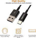 Amazon Basics USB-C to USB-A 2.0 Fast Charger Cable, 480Mbps Speed, USB-IF Certified, for Apple iPhone 15, iPad, Samsung Galaxy, Tablets, Laptops, 3 Foot, Black