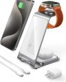 Intoval 3-in-1 Wireless Charging Station for iPhone 15 Pro/15/15 Pro Max/14 Pro/14/14 Pro Max, Apple Watch 9/Ultra 2/SE/8/7/6/5/4/3/2, AirPods Pro/Pro 2/3 (Y93, Silver)