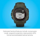 Garmin Instinct, Rugged Outdoor Smartwatch with Solar Charging Capabilities and Tactical Features, Built-in Sports Apps and Health Monitoring, Moss Green