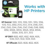 HP 61XL Black High-yield Ink | Works with DeskJet 1000, 1010, 1050, 1510, 2050, 2510, 2540, 3000, 3050, 3510; ENVY 4500, 5530; OfficeJet 2620, 4630 Series | Eligible for Instant Ink | CH563WN