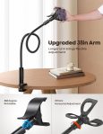 Lamicall Gooseneck Phone Holder Bed – [Newest Nylon Braided] Flexible Arm, Overall Length 38inch, 360 Adjustable Clamp Clip, Overhead Cell Phone Mount Stand for Bed, Desk, 4-7” Cellphone