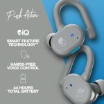 Skullcandy Push Active In-Ear Wireless Earbuds, 43 Hr Battery, Skull-iQ, Alexa Enabled, Microphone, Works with iPhone Android and Bluetooth Devices – Light Grey/Blue