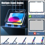 MoKo for iPad 10th Generation Case with Pencil Holder, iPad Case 10th Generation 2022 10.9″, Built-in Screen Protector Clear Back, Stain Resistant Multi Angle Viewing Stand, Auto Wake/Sleep, Navy Blue