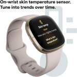 Fitbit Sense Advanced Smartwatch with Tools for Heart Health, Stress Management & Skin Temperature Trends, White/Gold, One Size (S & L Bands Included)