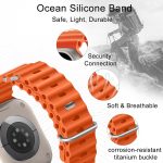 Ocean Silicone Sport Band – Compatible with Apple Watch Ultra 2/Ultra Band 49mm 45mm 44mm 42mm for Men Women, Breathable Soft Waterproof Strap for iWatch Ultra 2, iWatch Ultra Series SE 9/8/7/6/5/4