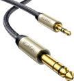 UGREEN 1/8 to 1/4 Stereo Cable 3.5mm TRS to 6.35mm Audio Cable Guitar to Aux Male Cord with Zinc Alloy Housing and Nylon Braid for Guitar, Laptop, Home Theater Devices, Speaker and Amplifiers 6FT