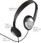 Panasonic RPHT21 Lightweight Headphones w/XBS, Black