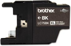 Brother Genuine High Yield Black Ink Cartridge, LC75BK, Replacement Black Ink, Page Yield Up to 600 Pages, LC75