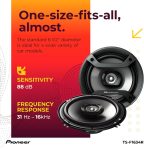 PIONEER TS-F1634R, 2-Way Coaxial Car Audio Speakers, Full Range, 6.5″ Round Speakers, 200W Max, Enhanced Bass Response, Easy Installation, Black Car Speakers