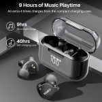 TOZO T18 Bluetooth 5.3 True Wireless Stereo Earbuds IPX8 Waterproof in Ear Headset Call Noise Reduction Headphones with Digital Display and Transparent Case Long Standby Earphones Black