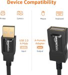 Amazon Basics USB-A 2.0 Extension Cable, Male to Female, 480Mbps Transfer Speed, 9.8 Foot, Black