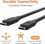 Amazon Basics USB-C to USB-C 4 Fast Charger Cable, 40 Gbps, 8K Video, 240W, USB-IF Cert, Thunderbolt 4/3 Compatible, for Apple iPhone 15, iPad, Samsung Galaxy, Tablets, Laptops, 3.3 Foot, Black