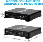 BOSS Audio Systems R1100M Riot Series Car Audio Subwoofer Amplifier – 1100 High Output, Monoblock, Class A/B, 2/4 Ohm Stable, Low/High Level Inputs, Low Pass Crossover, Mosfet Power Supply, Stereo