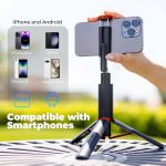 KraftGeek 33″ Selfie Stick Phone Tripod, iPhone and Android Cell Phone Stand, Wireless Remote, Adjustable Phone Holder, Premium Anti-Shake Travel Tripod for Video Recording and Photos